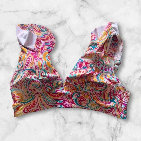 Colorful Paisley Ruffle Bikini Top - Picture 2 of 14